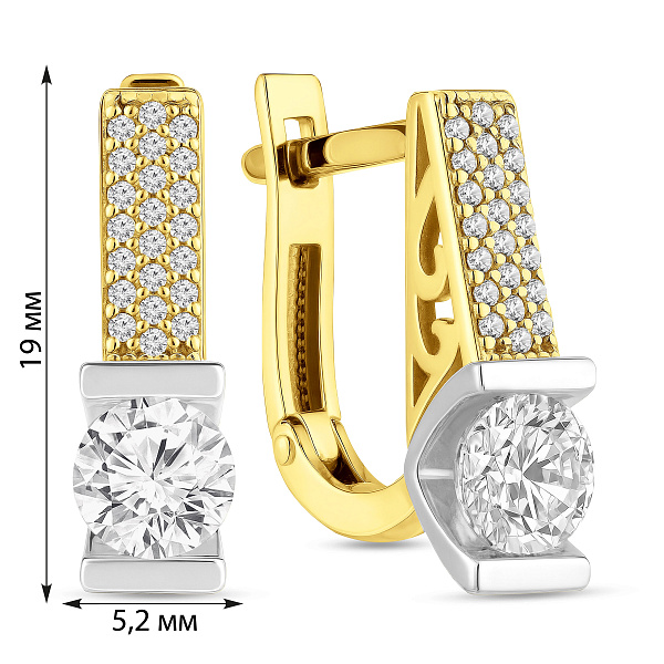 Сережки из желтого золота с фианитами (арт. 118000ж) – изображение 4