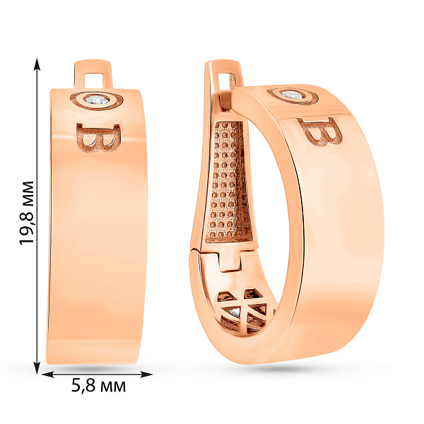 Серьги из красного золота с фианитами (арт. 1091360) – изображение 3