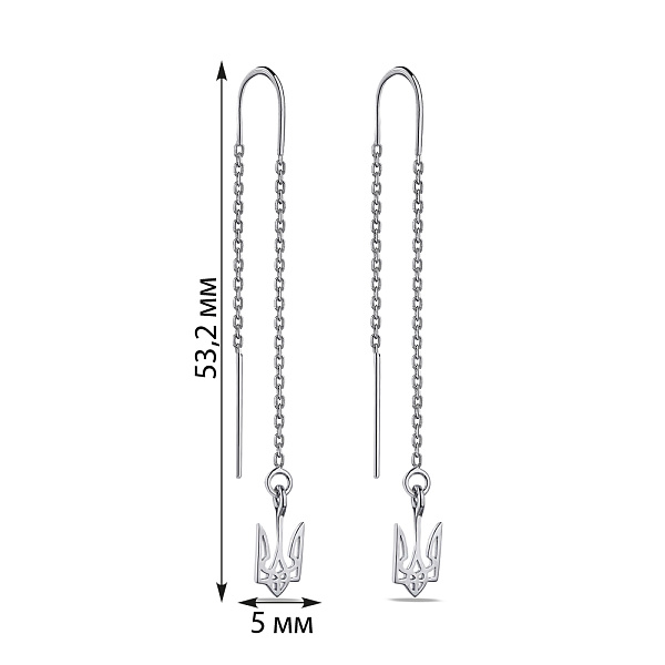 Серебряные серьги-протяжки Герб Украины-Трезубец (арт. 7502/1880) – изображение 2