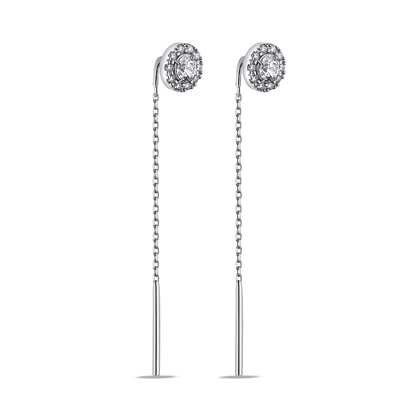 Серебряные серьги-протяжки с фианитами (арт. 7502/610сю) – изображение 1