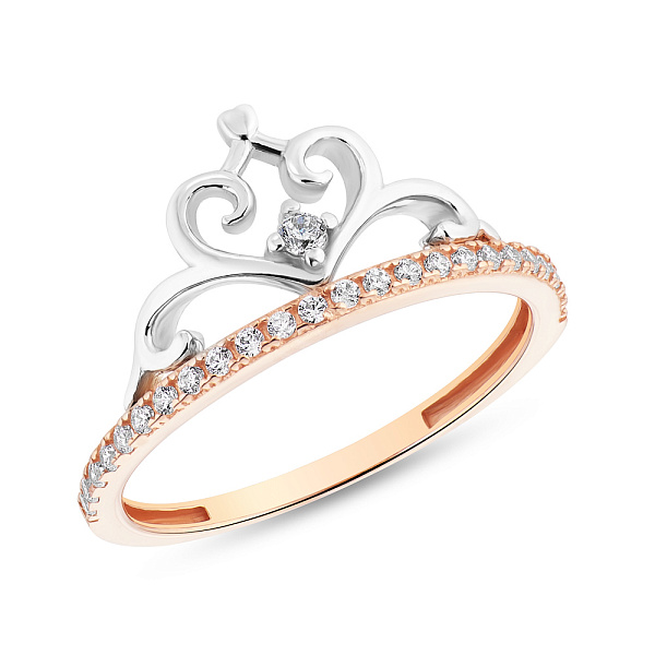 Золотое кольцо Корона с фианитами (арт. 154585кб) – изображение 1