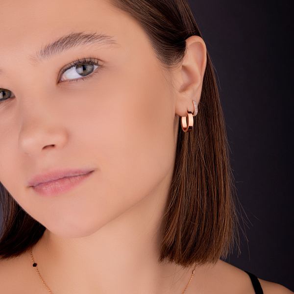 Серьги из красного золота без камней (арт. 101189/15) – изображение 2