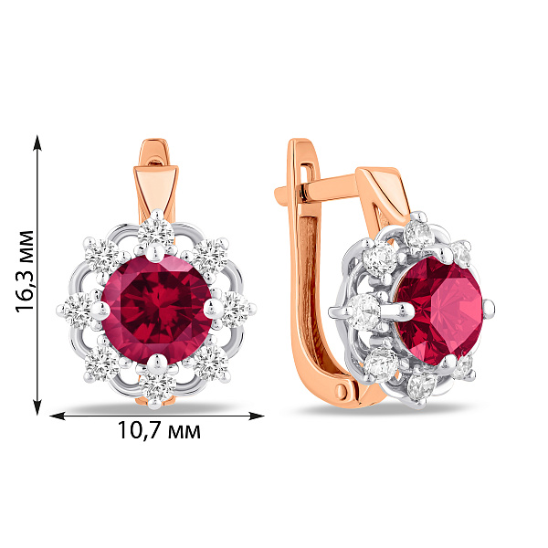 Сережки з червоного золота з гранатом і фіанітами (арт. 111042ПгР) – зображення 2