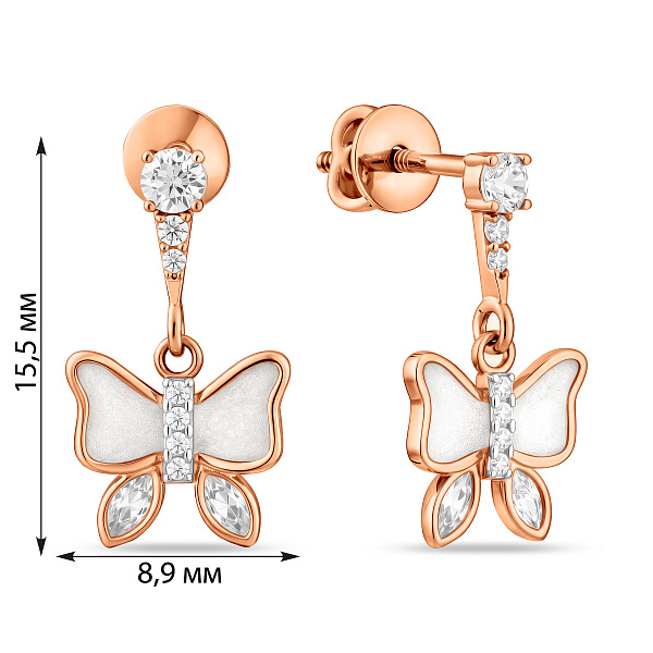 Золоті сережки-пусети Метелики (арт. 110975еп) – зображення 3