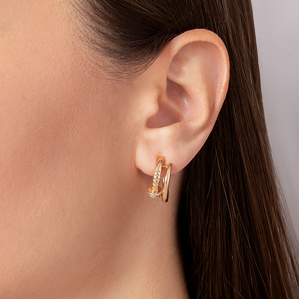 Золоті сережки Цвях  з фіанітами (арт. 1091941) – зображення 2