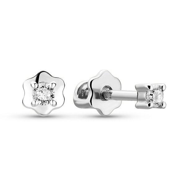 Сережки-пусети з білого золота з діамантами (арт. Т011172005б) – зображення 1