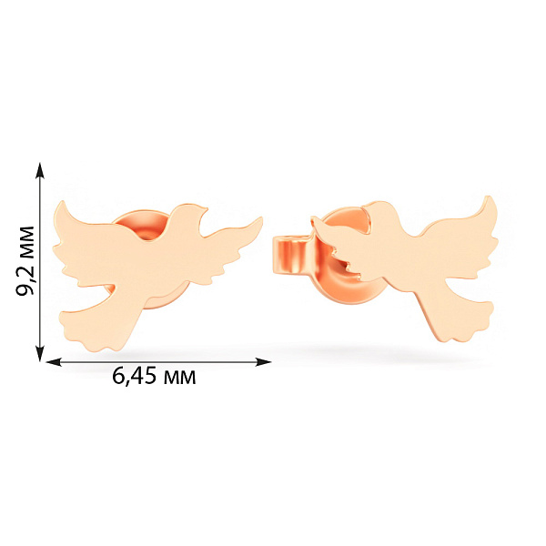 Серьги-пусеты "Вільна" из красного золота (арт. 110030) – изображение 2