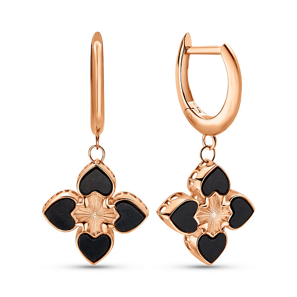 Золоті сережки з оніксом (арт. 1091613о) – зображення 1