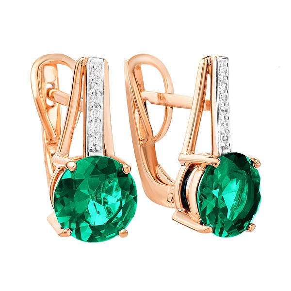 Золотые серьги с кварцем и фианитами (арт. 110394Пз) – изображение 1