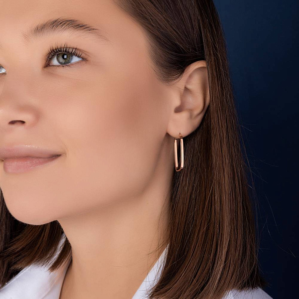 Серьги из красного золота без камней (арт. 1091131/25) – изображение 3