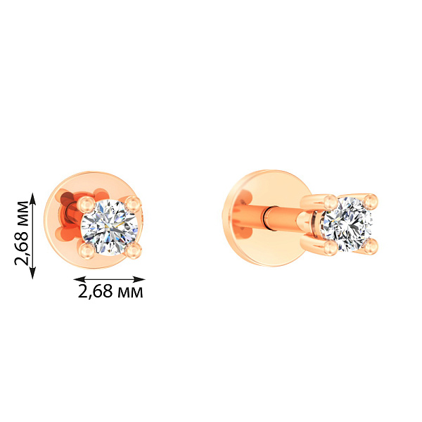 Золоті сережки-пусети з діамантами (арт. Т011019010) – зображення 3