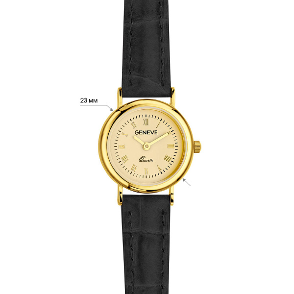 Золотые часы с кожаным ремешком (арт. 260235жжч) – изображение 3