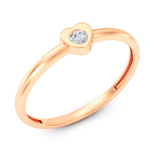 Золота каблучка Серце з діамантом (арт. К011717005) – зображення 1