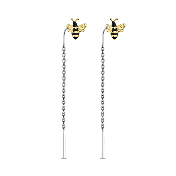 Серьги-протяжки из серебра с желтым родированием (арт. 7502/С24Ч/1326бжеч) – изображение 1