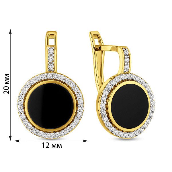 Золоті сережки Лýна з емаллю і фіанітами (арт. 110426же) – зображення 2