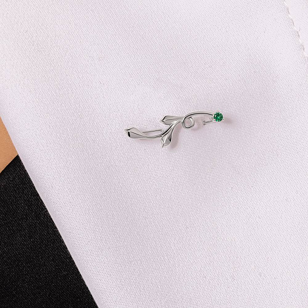 Золота брошка з фіанітом (арт. 360088бз) – зображення 2