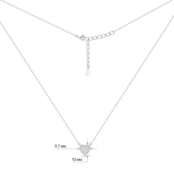 Серебряное колье с подвеской сердечко с фианитами (арт. 7507/2588) – изображение 3