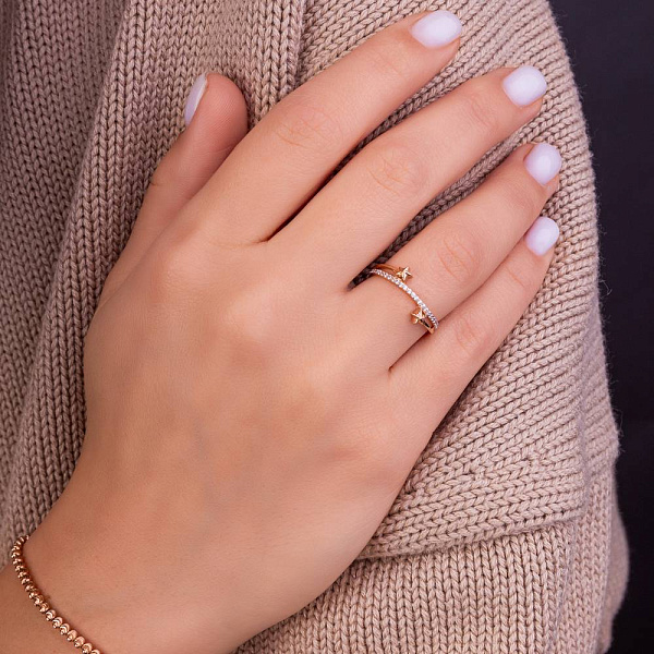 Кольцо из красного золота с фианитами (арт. 155589) – изображение 2