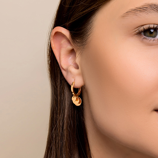 Сережки «Монеты» из красного золота (арт. 107811) – изображение 2