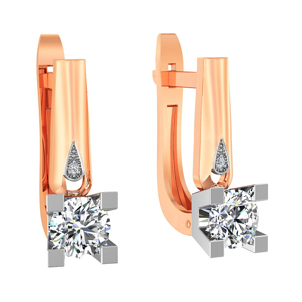 Золотые серьги с фианитами (арт. 111016) – изображение 1