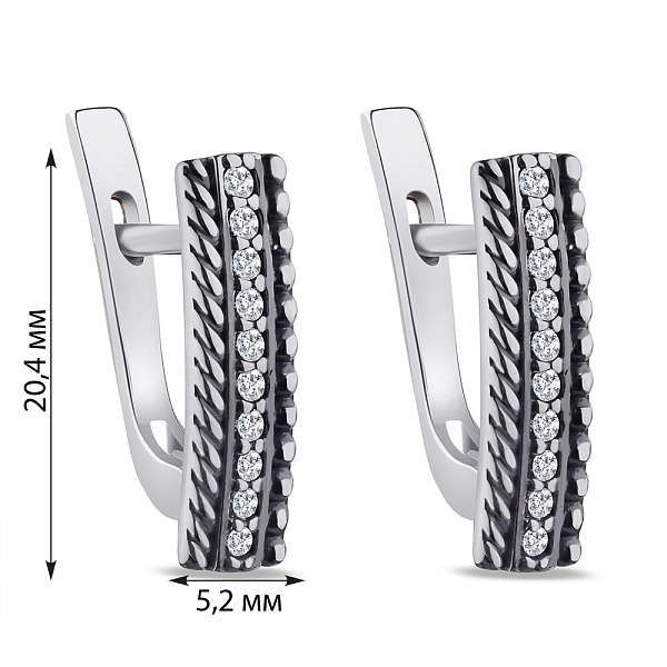 Серьги серебряные с дорожкой из фианитов (арт. 7902/418сп) – изображение 2