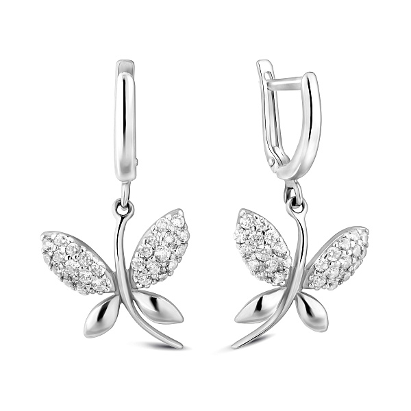 Золотые серьги-подвески Стрекоза с фианитами (арт. 110158б) – изображение 1