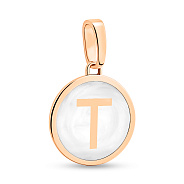 Фото Золотой подвес Буква Т с эмалью (арт. 440995еп)