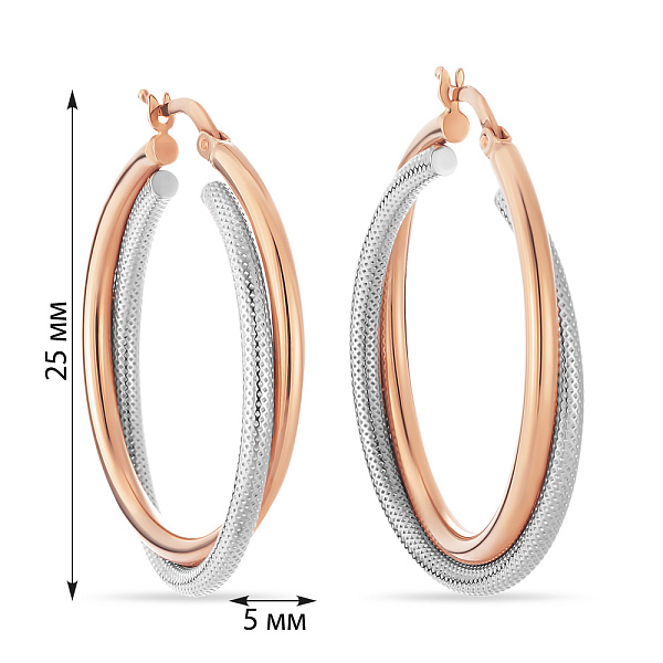 Золоті сережки-кільця в комбінованому кольорі металу (арт. 100488/25кб) – зображення 2