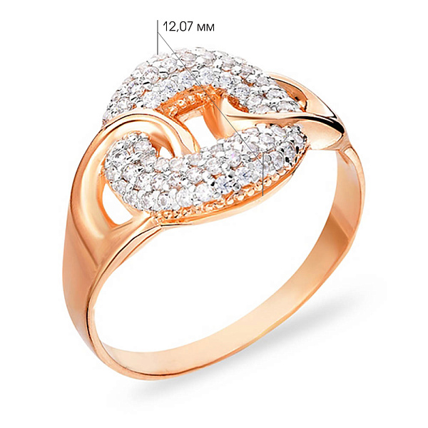 Золотое кольцо "Звенья" с фианитами (арт. 140576) – изображение 2