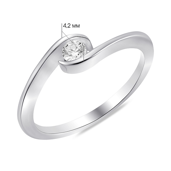 Серебряное кольцо с фианитом (арт. 7501/7074/1) – изображение 2