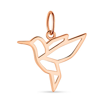 Фото Подвес "Колибри" из красного золота без камней (арт. 424553)