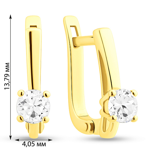 Золотые сережки в желтом цвете металла с фианитами (арт. 110529ж) – изображение 2