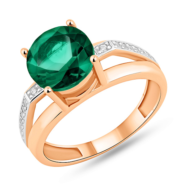 Золотое кольцо с кварцем и фианитами (арт. 140638Пз) – изображение 1