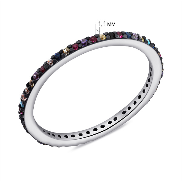Срібна каблучка з альпінітами та фіанітами (арт. 7501/6519ацв) – зображення 2
