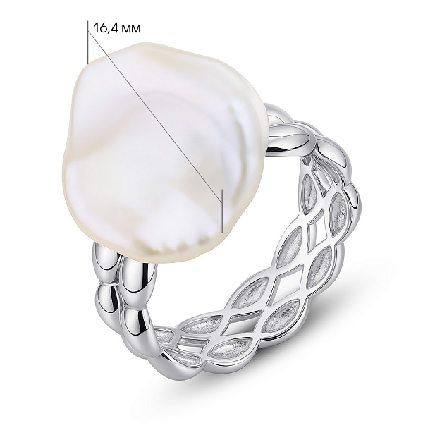 Массивное серебряное кольцо с жемчугом (арт. 7501/2185154жб) – изображение 2