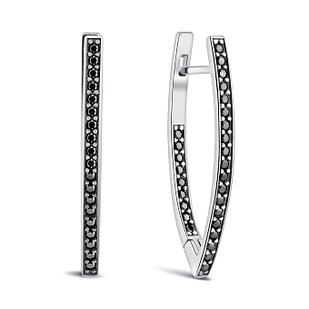 Серьги серебряные с черными фианитами (арт. 7502/920Сч)