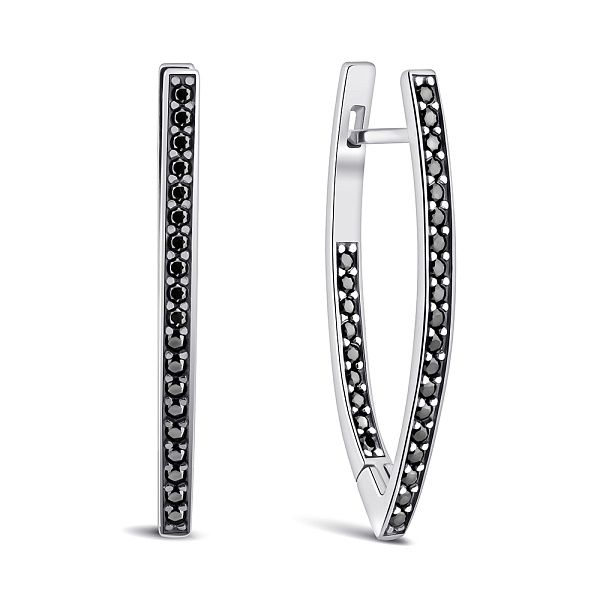 Сережки срібні з чорними фіанітами (арт. 7502/920Сч) – зображення 1