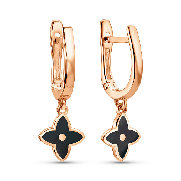 Сережки з червоного золота з емаллю (арт. 120967Деч) – зображення 1