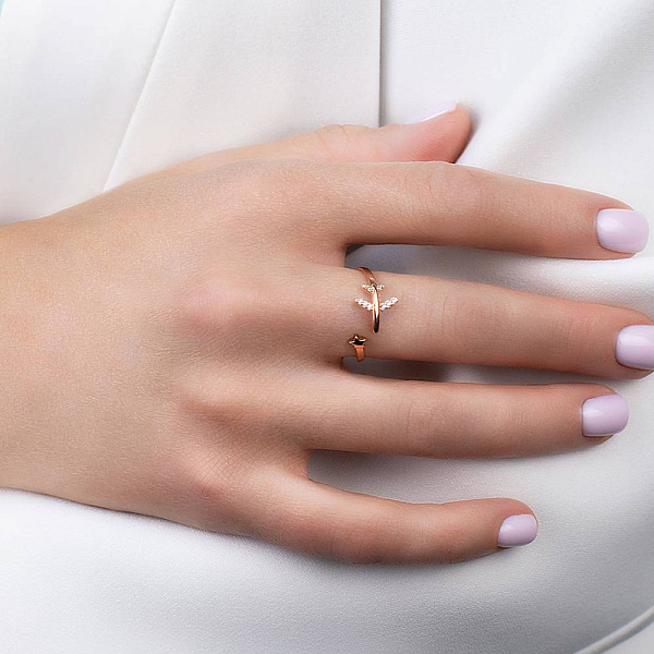 Золота незамкнена каблучка "Мрія" з фіанітами (арт. 141197) – зображення 2