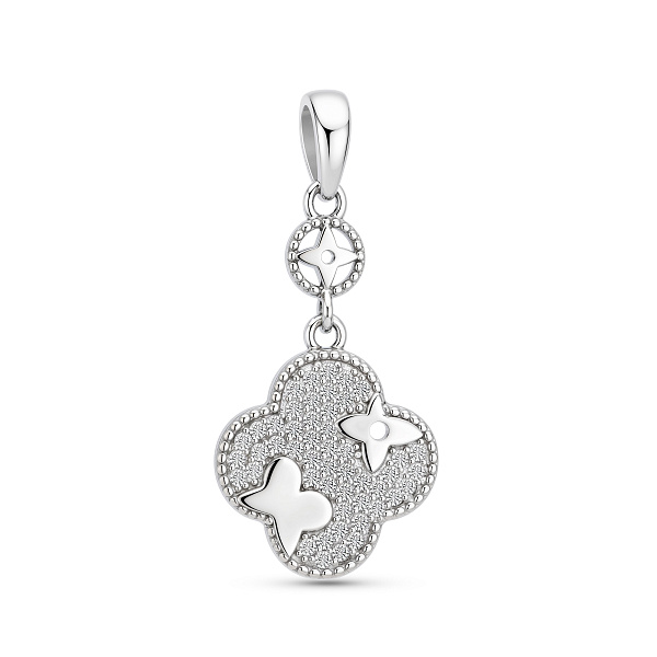 Серебряный кулон клевер с фианитами (арт. 7503/4497/15) – изображение 1