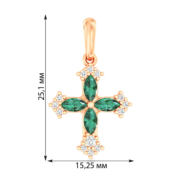 Золотой крестик с кварцем и фианитами (арт. 4401029Пз) – изображение 3