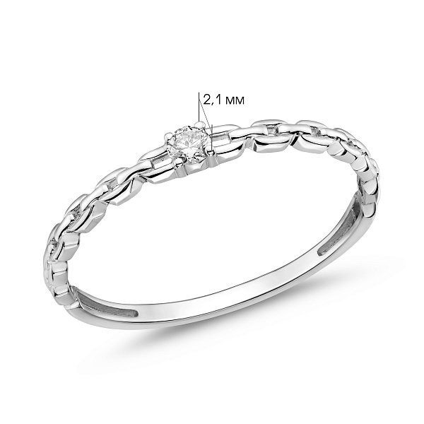 Кольцо из белого золота с одним бриллиантом (арт. К011349005б) – изображение 4