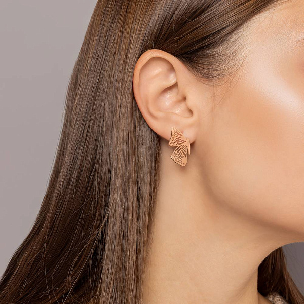 Золотые серьги Бабочки (арт. 1101094) – изображение 3