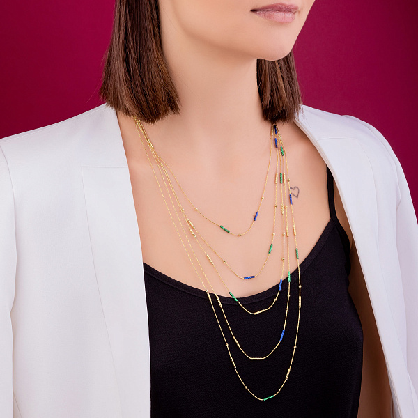 Золотое многослойное колье Francelli (арт. 352580жзс) – изображение 4