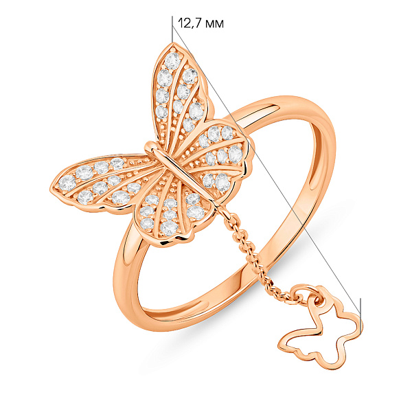 Золота каблучка Метелики з підвіскою (арт. 141222) – зображення 7