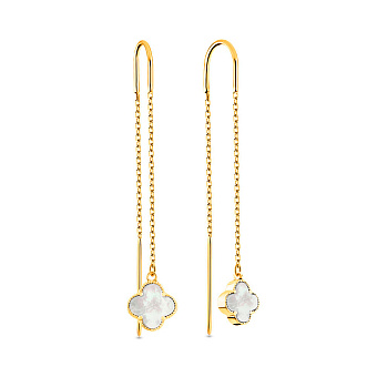 Серебряные серьги-протяжки "Клевер" с перламутром (арт. 7502/4538/10жп)