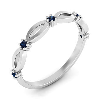 Каблучка з білого золота з сапфірами (арт. 141289Пбс)