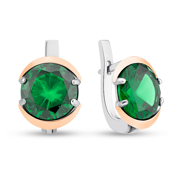 Срібні сережки зі смарагдом (арт. 7202/109Измсп) – зображення 1