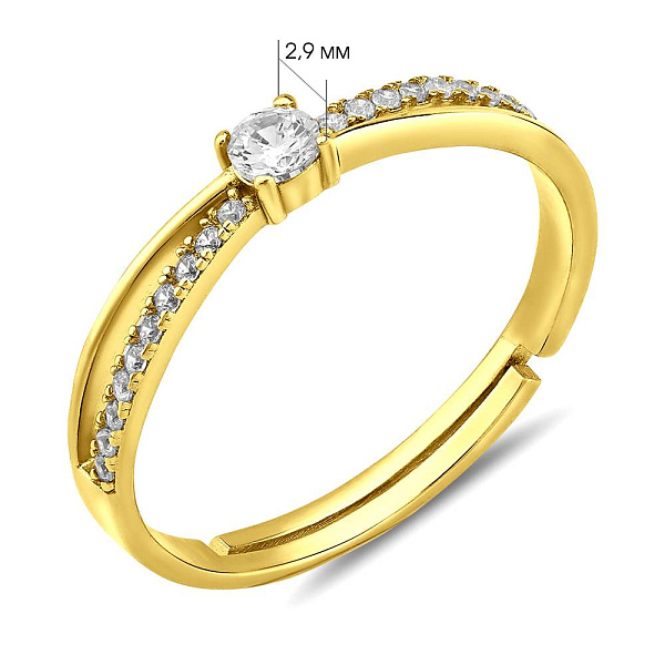 Серебряное кольцо с фианитами и желтым родированием (арт. 7501/8107ж) – изображение 2