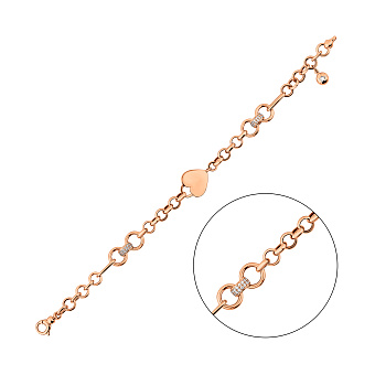 Широкий золотой браслет Сердце с фианитами (арт. 3261413П1)